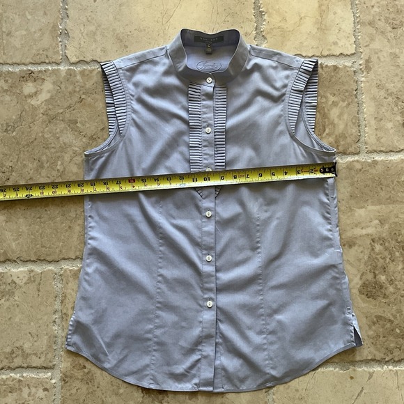 Foxcroft Non-Iron Fitted Sleeveless Blouse Top Blue Size 10 - Picture 6 of 7